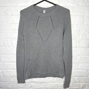 Lululemon The Sweater The Better‎ Womens 8 Gray Knit Long Sleeve Ribbed